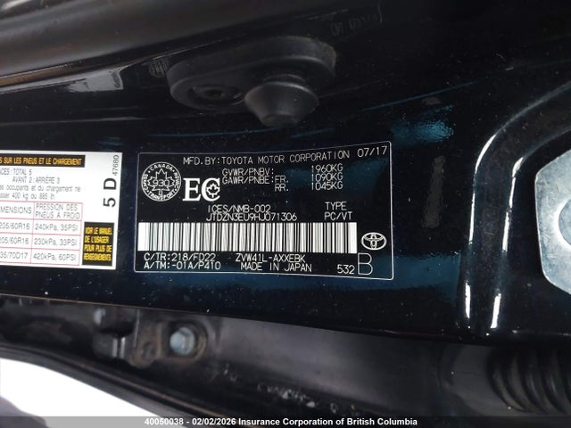 JTDZN3EU9HJ071306 Toyota PRIUS V