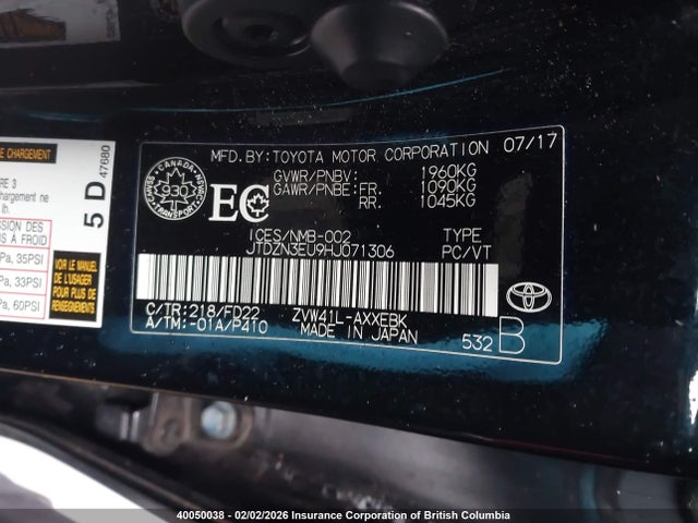 JTDZN3EU9HJ071306 Toyota PRIUS V