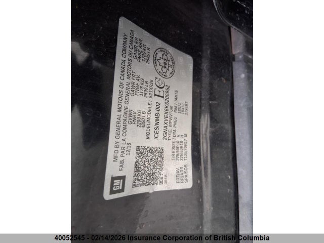 2GNAXVEX6K6200952 Chevrolet EQUINOX LT