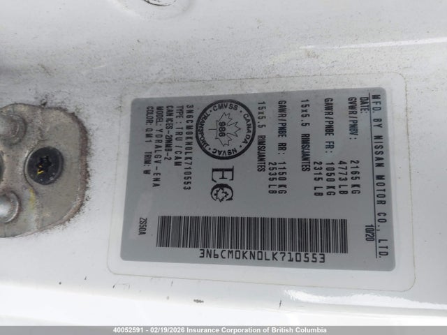 3N6CM0KN0LK710553 Nissan Nv200 2.5s/2.5sv