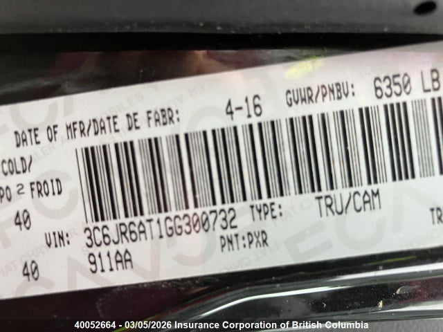 3C6JR6AT1GG300732 RAM 1500 St
