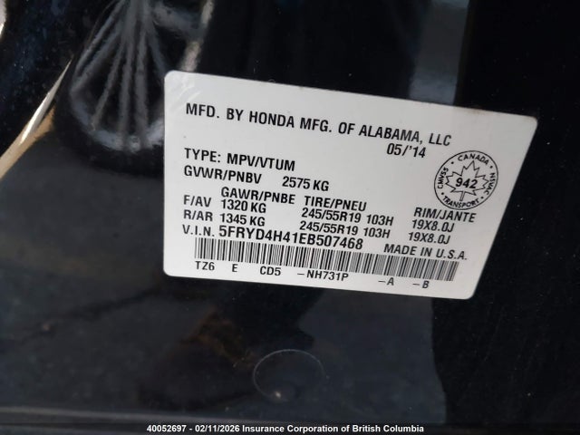 Acura MDX 2014 5FRYD4H41EB507468 Image 9