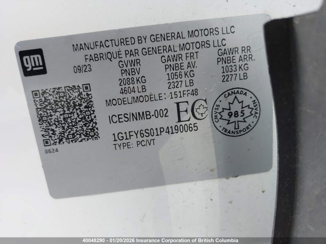 1G1FY6S01P4190065 Chevrolet Bolt Euv Lt