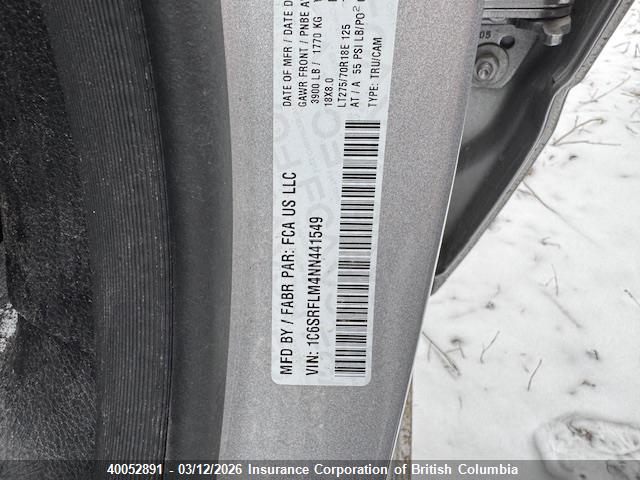 Продажа на аукционе авто 2022 Ram 1500 Rebel, vin: 1C6SRFLM4NN441549, номер лота: 40052891