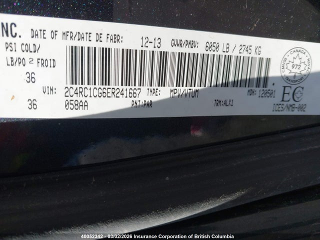 2C4RC1CG6ER241667 Chrysler Town &amp; Country Touring L