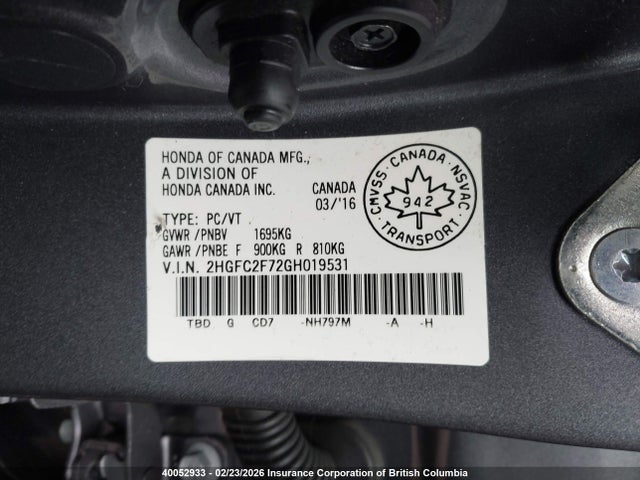 Honda Civic 2016 2HGFC2F72GH019531 Image 18