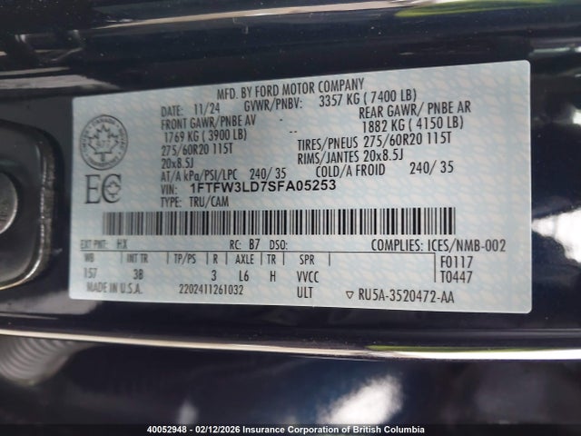 Ford F150 2025 1FTFW3LD7SFA05253 Image 17