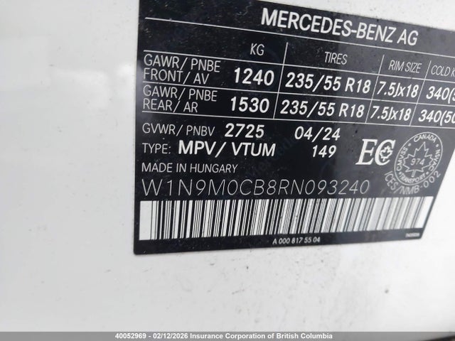 Mercedes-Benz Eqb 250+ 2024 W1N9M0CB8RN093240 Image 9