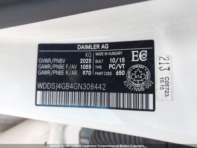 WDDSJ4GB4GN308442 Mercedes-Benz CLA 250 4MATIC