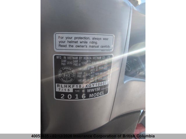 RLHKF182XGY100072 Honda Pcx 150
