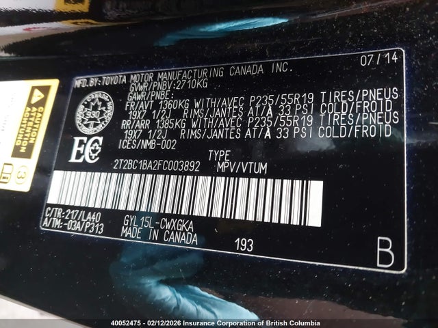 2T2BC1BA2FC003892 Lexus RX 450H