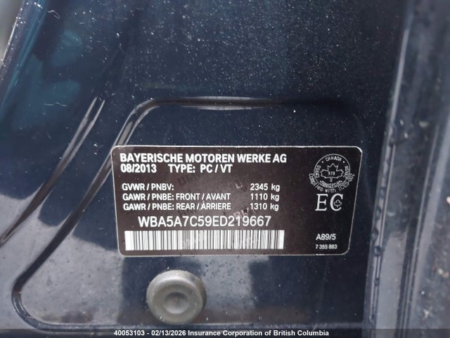 BMW 528I 2014 WBA5A7C59ED219667 Image 9