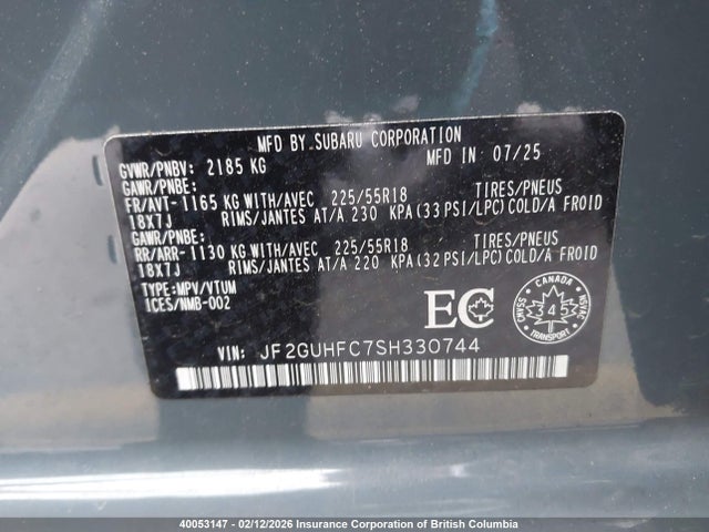 JF2GUHFC7SH330744 Subaru Crosstrek Sport