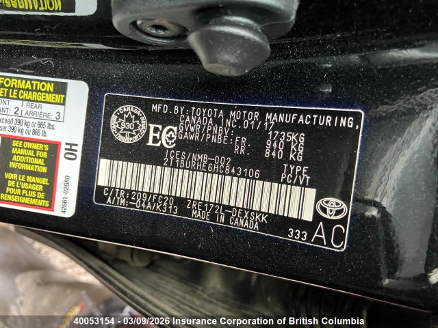Продаж на аукціоні авто 2017 Toyota Corolla L/le/xle/se/xse, vin: 2T1BURHE6HC843106, номер лоту: 40053154