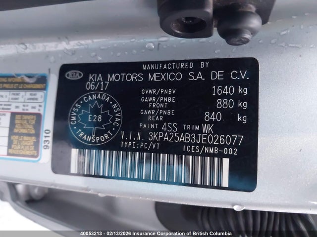 3KPA25AB3JE026077 KIA Rio Lx/lx+