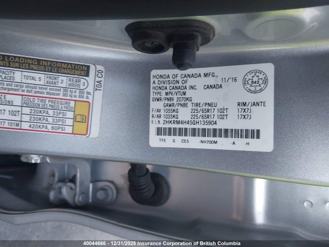 Honda CR-V SE 2016 2HKRM4H45GH135904 Image 9