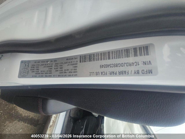 1C4RDJDG8SC540349 Dodge DURANGO GT