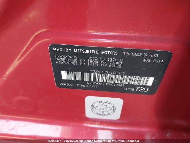 Mitsubishi MIRAGE DE 2015 ML32A3HJ8FH010941 Image 9