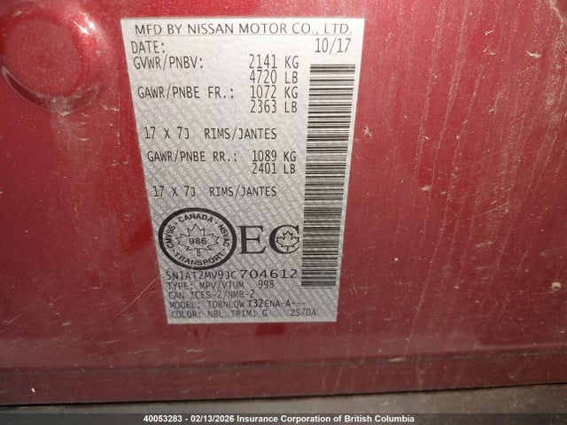 5N1AT2MV9JC704612 Nissan Rogue