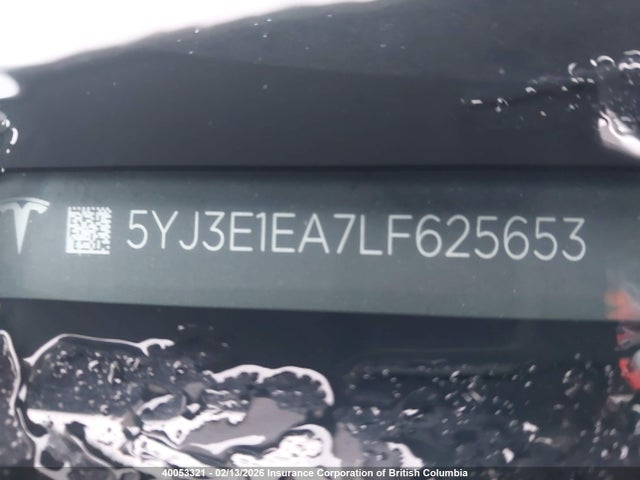 5YJ3E1EA7LF625653 Tesla Model 3 Standard Range Plus