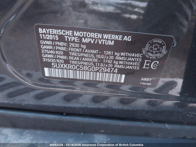 5UXKR0C58G0P29474 BMW X5