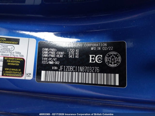 Subaru BRZ 2022 JF1ZDBC11N8703276 Image 18