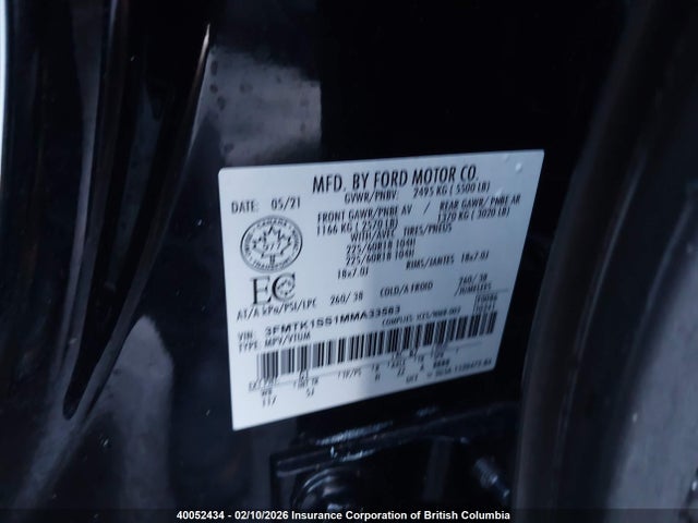 3FMTK1SS1MMA33583 Ford Mustang Mach-e Select