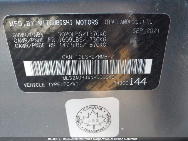 ML32AUHJ4NH000640 Mitsubishi Mirage Es/le