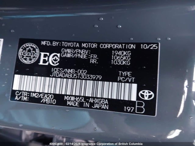 JTDADABU5T3033979 Toyota Prius