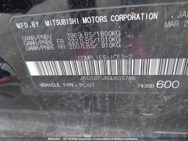 Mitsubishi LANCER ES 2016 JA32U2FU8GU603766 Image 9
