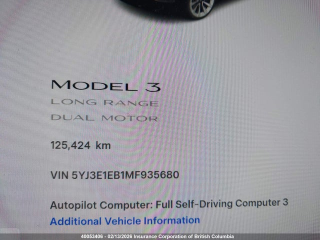 5YJ3E1EB1MF935680 Tesla MODEL 3