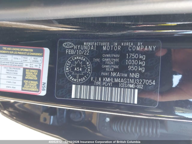 KMHLM4AG1NU327054 Hyundai ELANTRA SEL