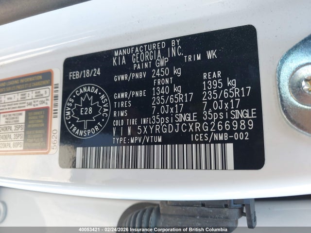 5XYRGDJCXRG266989 KIA SORENTO LX