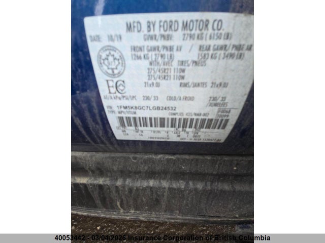 1FM5K8GC7LGB24532 Ford Explorer St