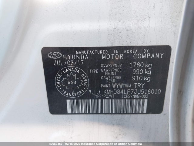 KMHD84LF7JU516010 Hyundai Elantra Sel/value/limited