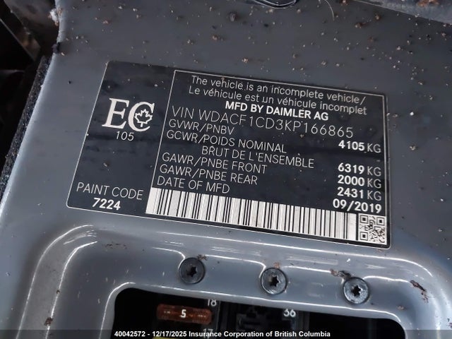 Mercedes-Benz Sprinter 2500/3500 2019 WDACF1CD3KP166865 Image 9
