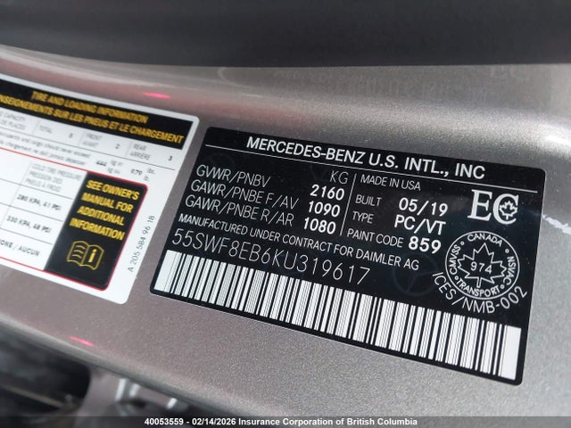 55SWF8EB6KU319617 Mercedes-Benz C 300 4matic