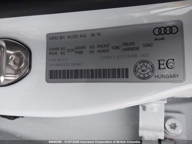 WAUB8GFF2G1009421 Audi A3 PREMIUM