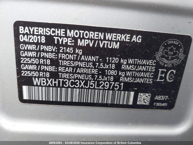 WBXHT3C3XJ5L29751 BMW X1