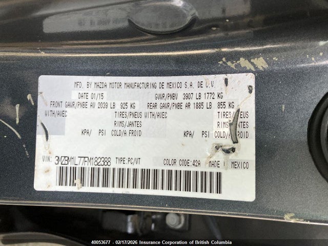 3MZBM1L77FM182388 Mazda 3 TOURING
