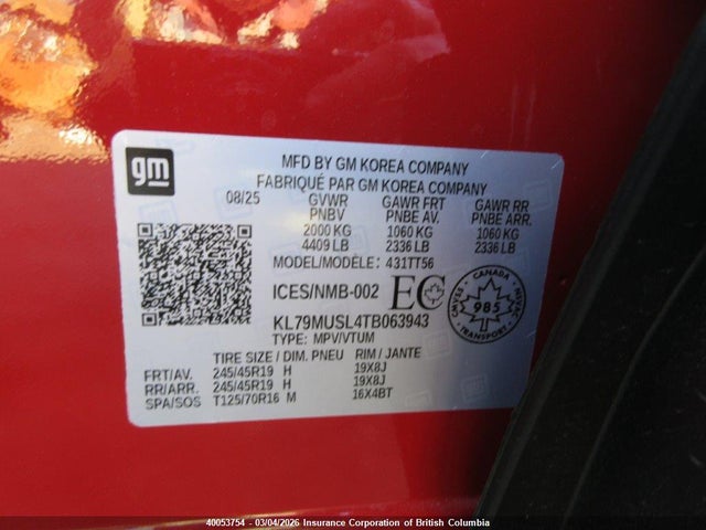 KL79MUSL4TB063943 Chevrolet Trailblazer Rs