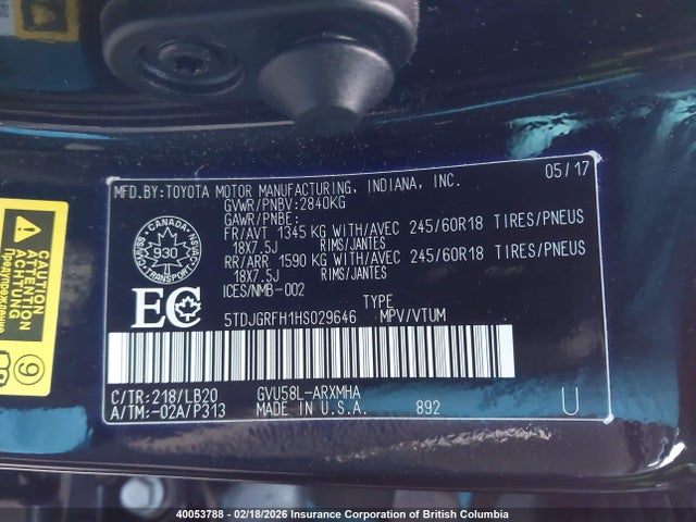 5TDJGRFH1HS029646 Toyota Highlander Hybrid/xle