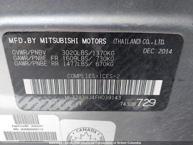 Mitsubishi MIRAGE DE 2015 ML32A3HJ4FH039143 Image 9