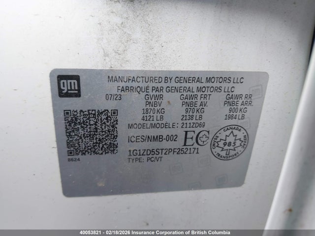 1G1ZD5ST2PF252171 Chevrolet MALIBU LT