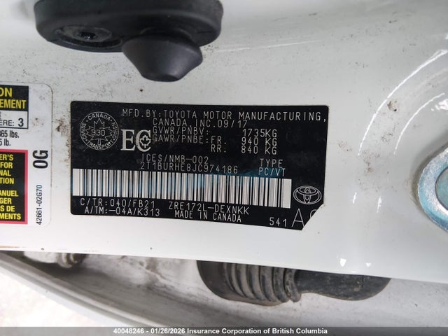 2T1BURHE8JC974186 Toyota Corolla L/le/xle/se/xse