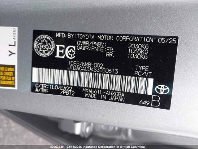 JTDACACU4S3050613 Toyota Prius