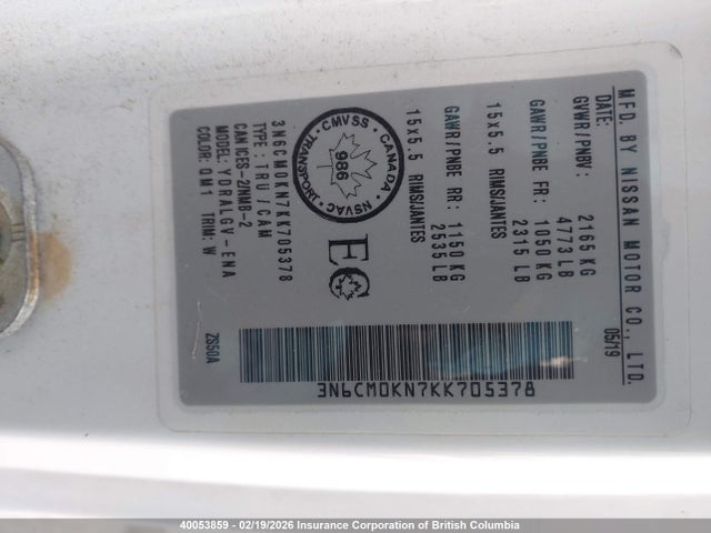 Nissan Nv200 S/sv 2019 3N6CM0KN7KK705378 Image 9
