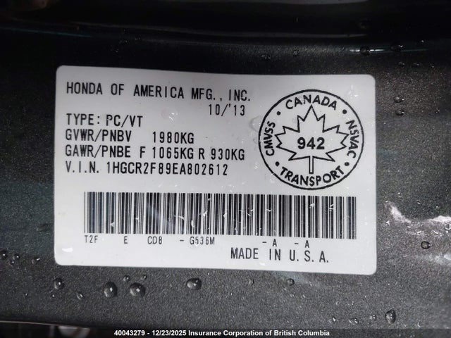 1HGCR2F89EA802612 Honda ACCORD EXL
