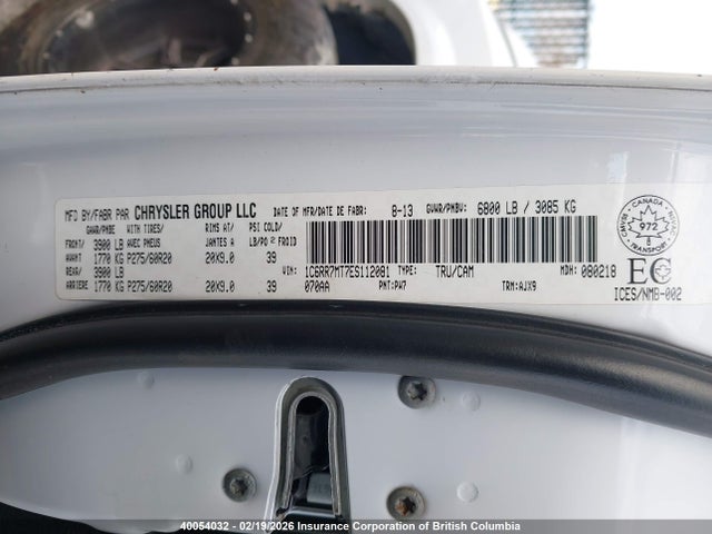 Aukcja sprzedaży 2014 Ram 1500 Sport, vin: 1C6RR7MT7ES112081, numer aukcji: 40054032
