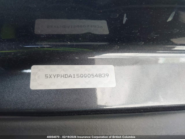 5XYPHDA15GG054839 KIA SORENTO EX